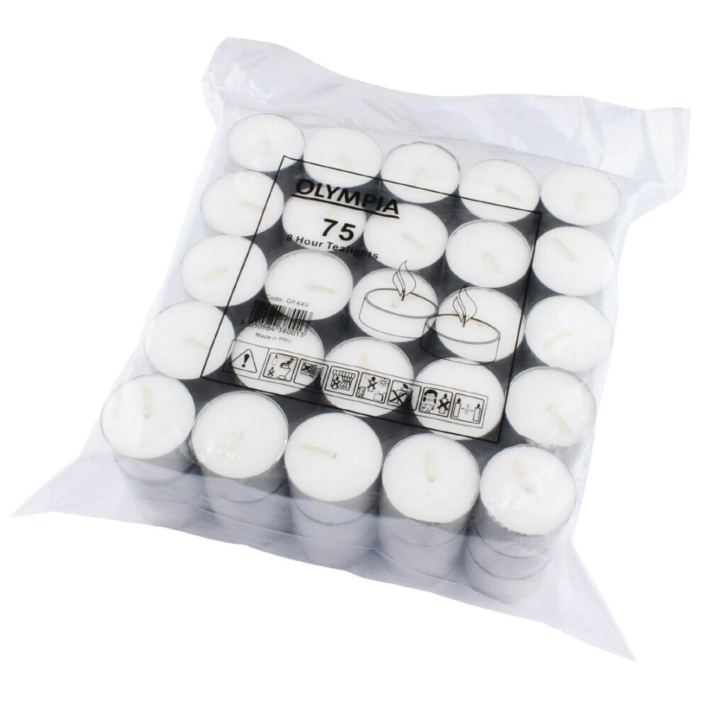 Olympia 8 Hour Tealights (Pack of 75) - [GF449]