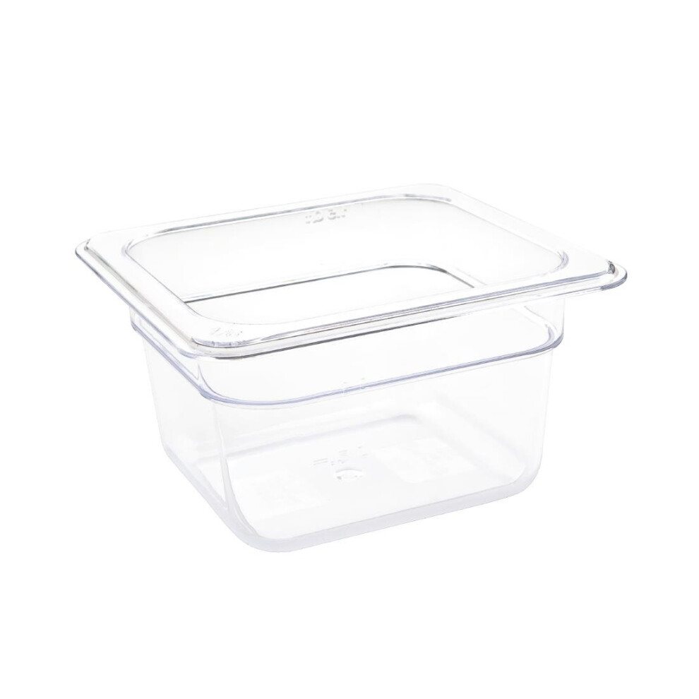 Vogue Polycarbonate 1/6 Gastronorm Container 100mm Clear - [U240]