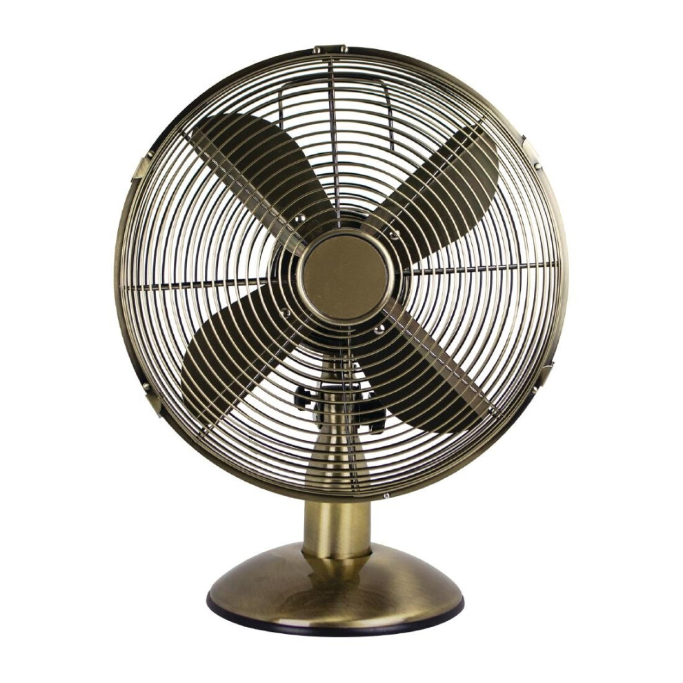 Status 12" Oscillating Antique Brass Desktop Fan - [CR222]