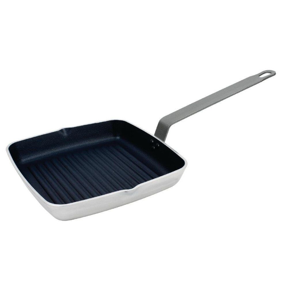 Vogue Square Non Stick Teflon Ribbed Skillet Pan 240mm - [DL942]