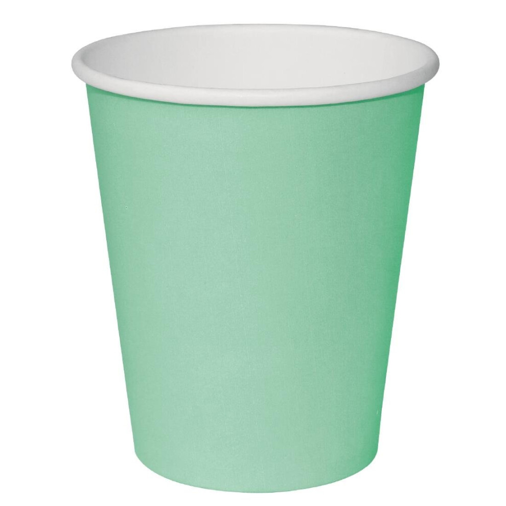 Fiesta Disposable Coffee Cups Single Wall Turquoise 225ml / 8oz (Pack of 50) - [GP400]