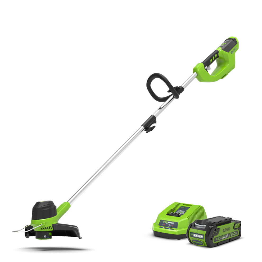 Greenworks G40LTK2 Cordless 40v Front Mount Line Trimmer 33cm/13in with Battery