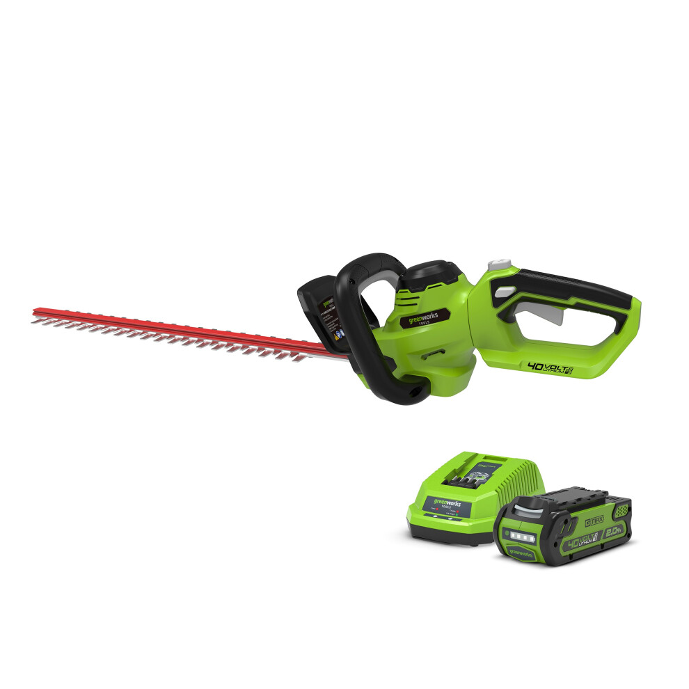 Greenworks G40HT61K2 Cordless 40v Hedge Trimmer 61cm/24in with Battery