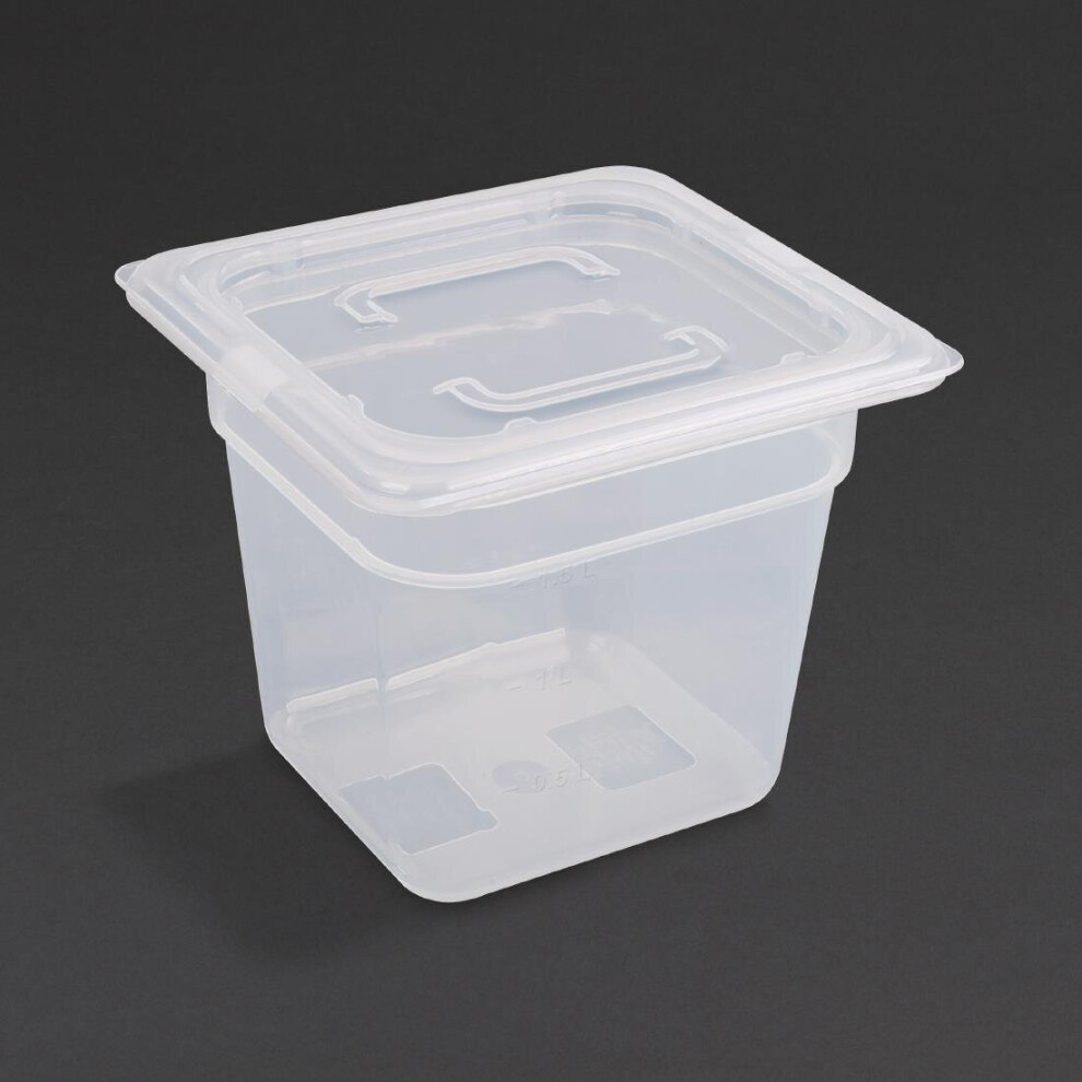 Vogue Polypropylene 1/6 Gastronorm Container with Lid 150mm (Pack of 4) - [GJ527]