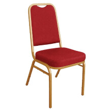 DL016 - Bolero Banqueting Chair Squared Back Gold Frame Red Plain Cloth (Pack 4) - [DL016]