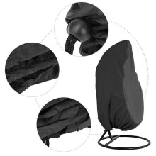 (Black, 115*190CM) Hanging Swing Egg Chair Cover Waterproof Dustproof Cover