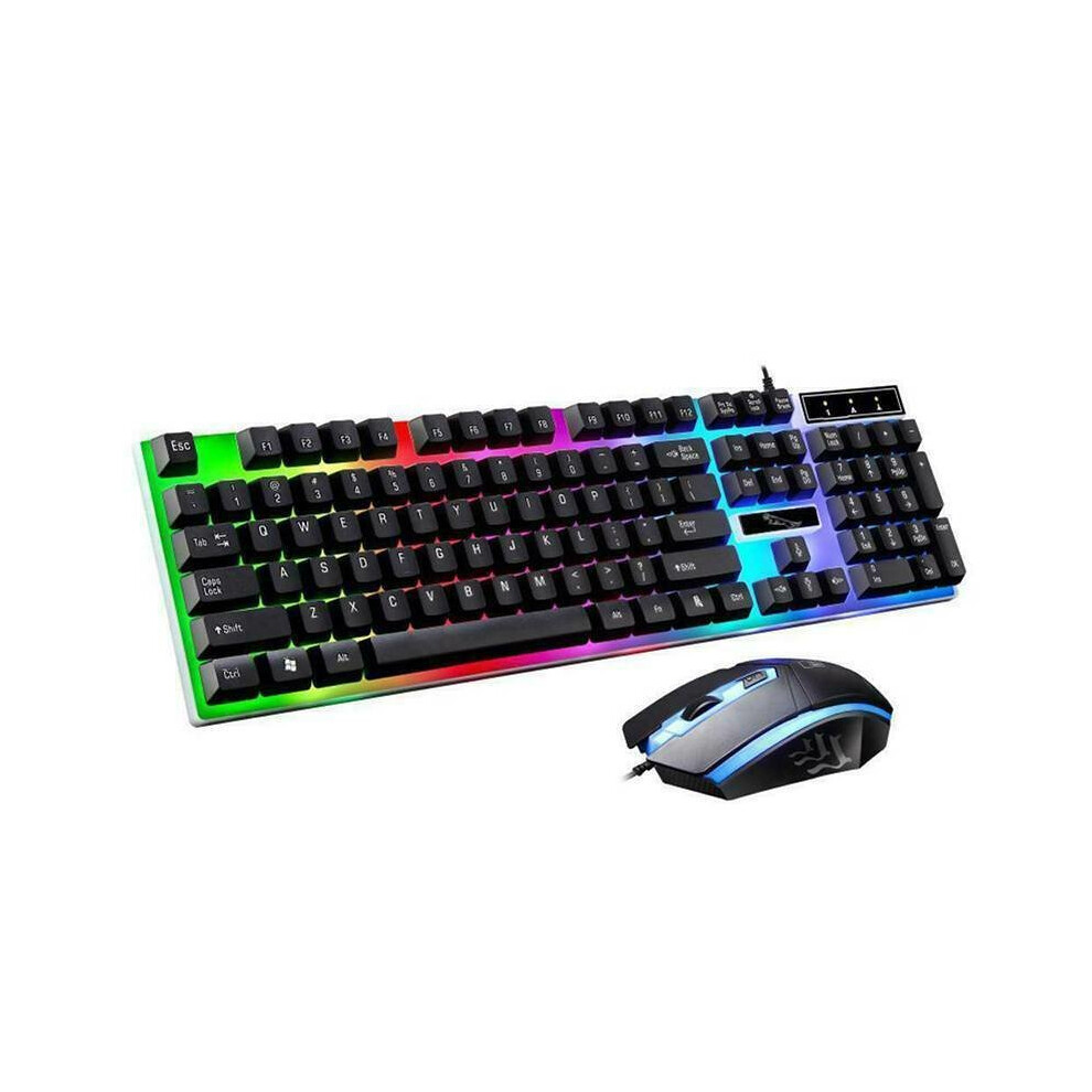 (Black) Gaming Keyboard Mouse Set Wired Combo For Pc Laptop Gamer Black 683546621306