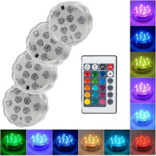 4pk Colour Changing Submersible Swimming Pool 10-LED Light With RGB Remote