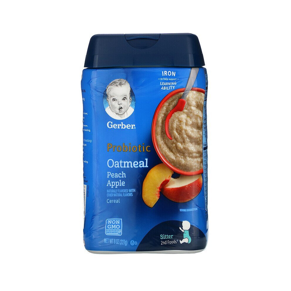 Gerber, Probiotic Oatmeal Cereal, Peach Apple, 8 oz (227 g)