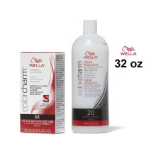 (6R + Developer (Vol. 20) 32oz) 6R Red Terra Cotta Wella Color Charm Permanent Haircolor