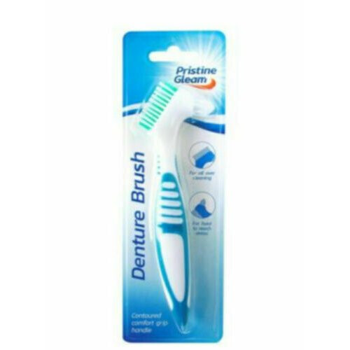 Pristine Gleam Denture Brush With Comfort Grip Handle