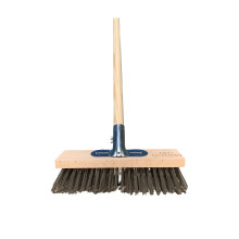 (Head and Handle) Newman and Cole Wire Broom Head - Sweeping Brush with Metal Bristles For Outdoor Patio Path & Driveway Cleaning to Remove Algae & Moss