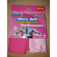 Micro-Soft Microfibre Cloths for Bathrooms. Twin Pack Cleaning and Drying/Shining Cloths