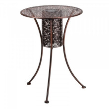 Illumina Silhouette Solar Lit Drinks Table – Outdoor Brushed Metal Side Table 60 x 40 cm