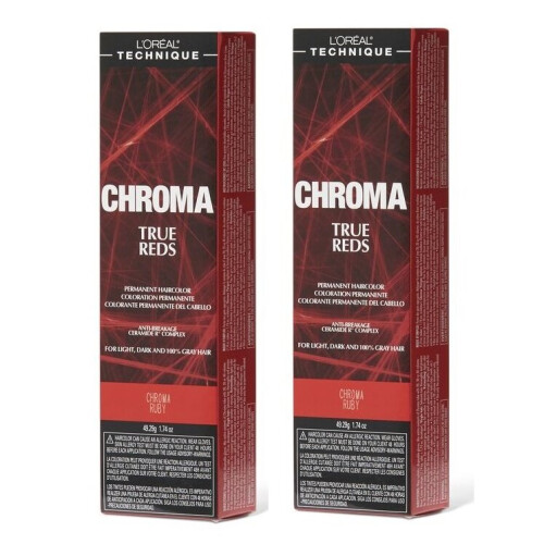 L’Oréal Paris (Ruby - pack of 2) L'Oreal Chroma RUBY True Reds For Light, Dark And 100% Gray Hair