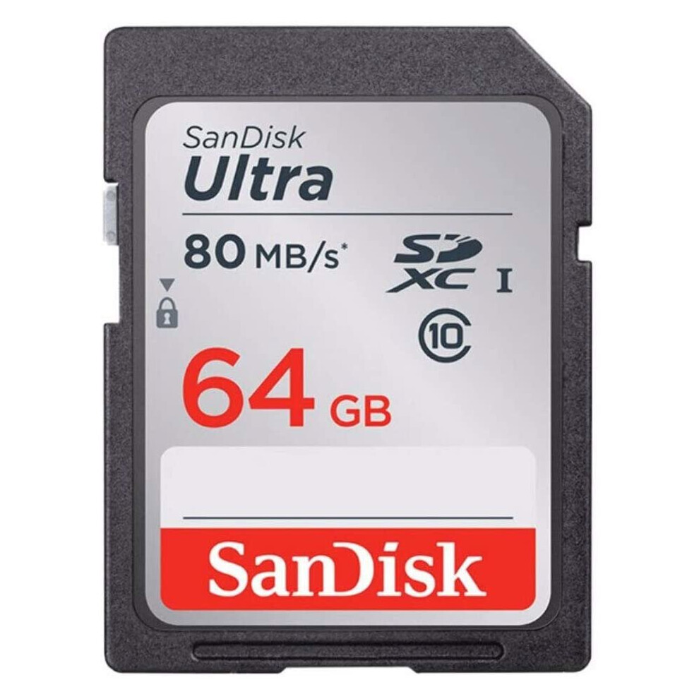 SanDisk Ultra SDXC Memory Card Up to 80 MB/s, Class 10, U1, 64 GB, Black/Grey