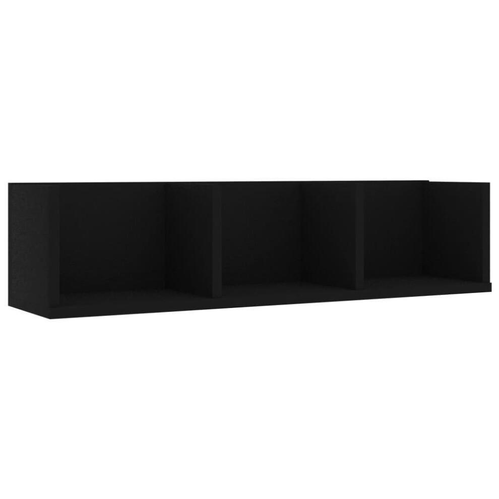 CD Wall Shelf Black 75x18x18 cm Chipboard