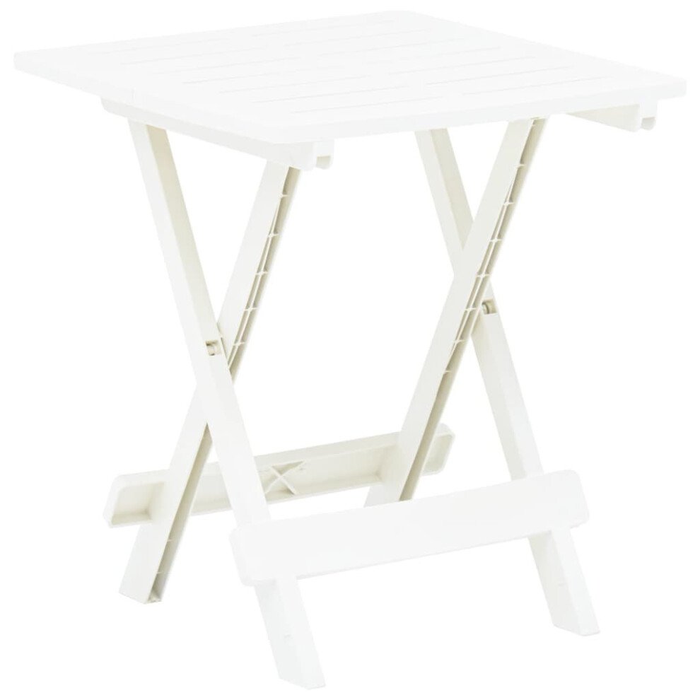 vidaXL Folding Garden Table White 45cm Plastic Bistro Patio Outdoor Stand