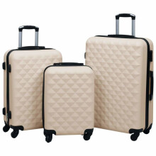 vidaXL 3x Hardcase Trolley Set Gold ABS Space-saving Travel Luggage Suitcase