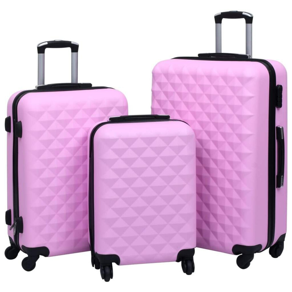 vidaXL 3x Hardcase Trolley Set Pink ABS Space-saving Travel Luggage Suitcase