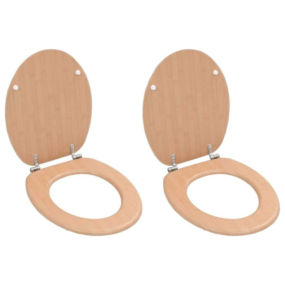 Vidaxl 2X Wc Toilet Seats With Lids Mdf Bamboo Design Bathroom 8719883691596