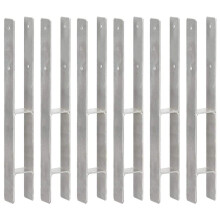 vidaXL 6x Fence Anchors Silver Galvanised Steel 7x6x60cm Ground Spike Stake