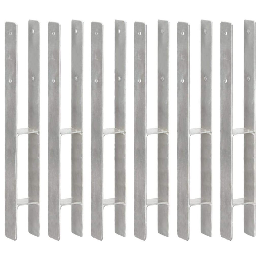 Vidaxl 6X Fence Anchors Silver Galvanised Steel 7X6x60cm Ground Spike Stake 8719883808055