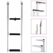 vidaXL Folding Boarding Ladder 3-step Stainless Steel Foldable Boat Ladder