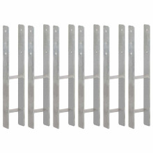 vidaXL 6x Fence Anchors Silver Galvanised Steel 10x6x60cm Ground Spike Stake