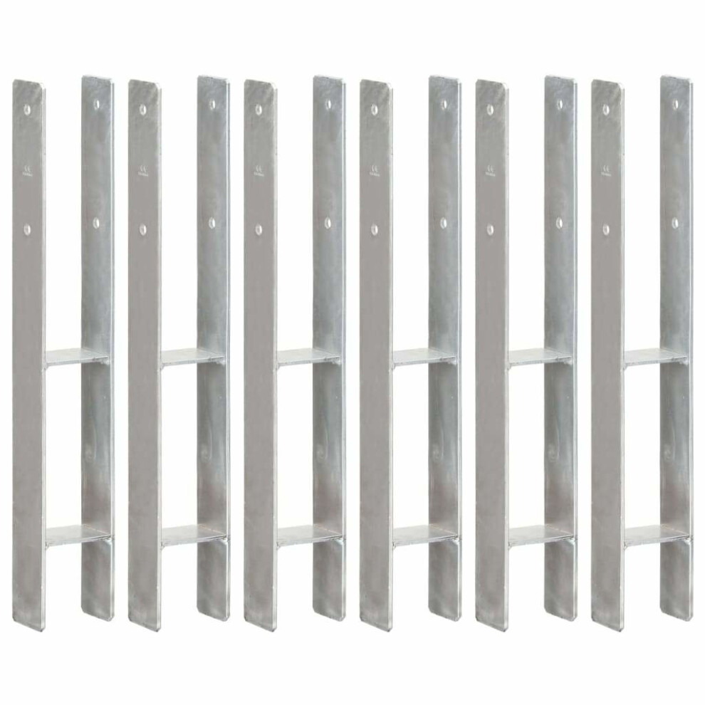 Vidaxl 6X Fence Anchors Silver Galvanised Steel 8X6x60cm Ground Spike Stake 8719883808086