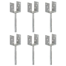 vidaXL 6x Fence Anchors Silver 8x6x30 cm Galvanised Steel Ground Anchor Post