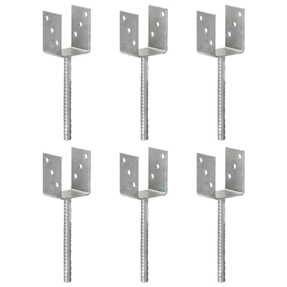Vidaxl 6X Fence Anchors Silver 8X6x30 Cm Galvanised Steel Ground Anchor Post 8719883808253
