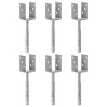 vidaXL 6x Fence Anchors Silver 7x6x30 cm Galvanised Steel Ground Anchor Post
