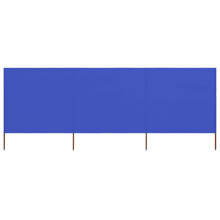 vidaXL 3-panel Wind Screen Fabric 120cm Azure Blue Sun Screen Beach Shelter