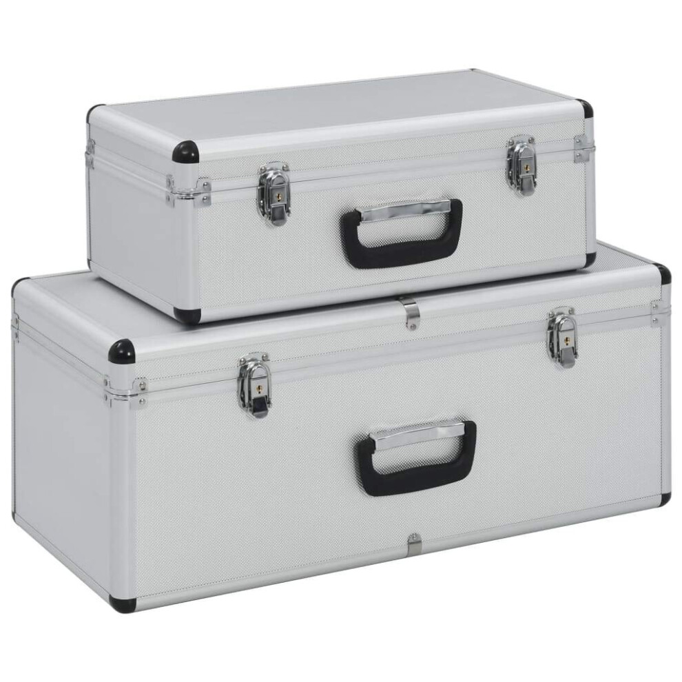 Vidaxl 2X Storage Cases Silver Aluminium Tool Transport Carrier Organiser 8718475730149