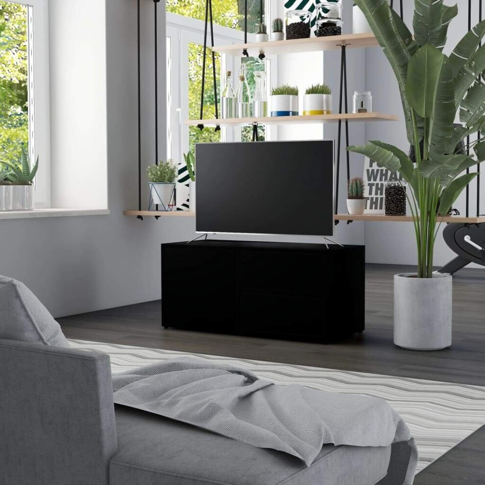 vidaXL TV Cabinet Black Engineered Wood Media Hifi Stand Stereo Cabinet Unit
