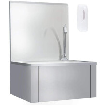 vidaXL Commercial Hand Wash Sink with Faucet Soap Dispenser Stainless Steel