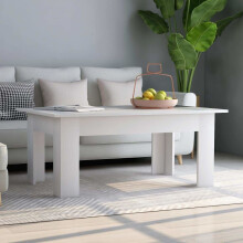 vidaXL White Coffee Table – Engineered Wood, 100x60x42 cm, Stylish End Table & Plant Stand (801179)