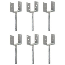 vidaXL 6x Fence Anchors Silver 10x6x30 cm Galvanised Steel Ground Anchor Post