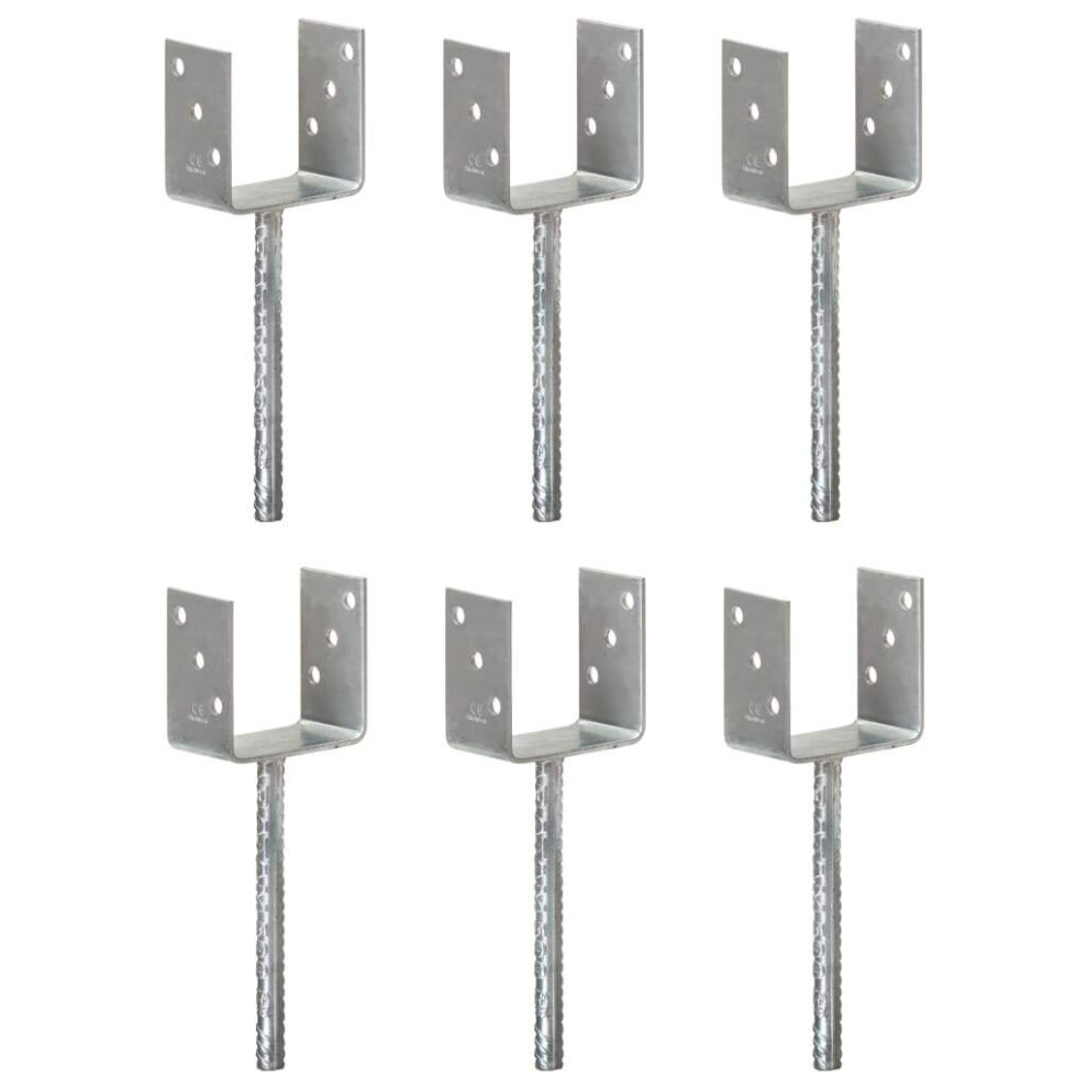 Vidaxl 6X Fence Anchors Silver 10X6x30 Cm Galvanised Steel Ground Anchor Post 8719883808291