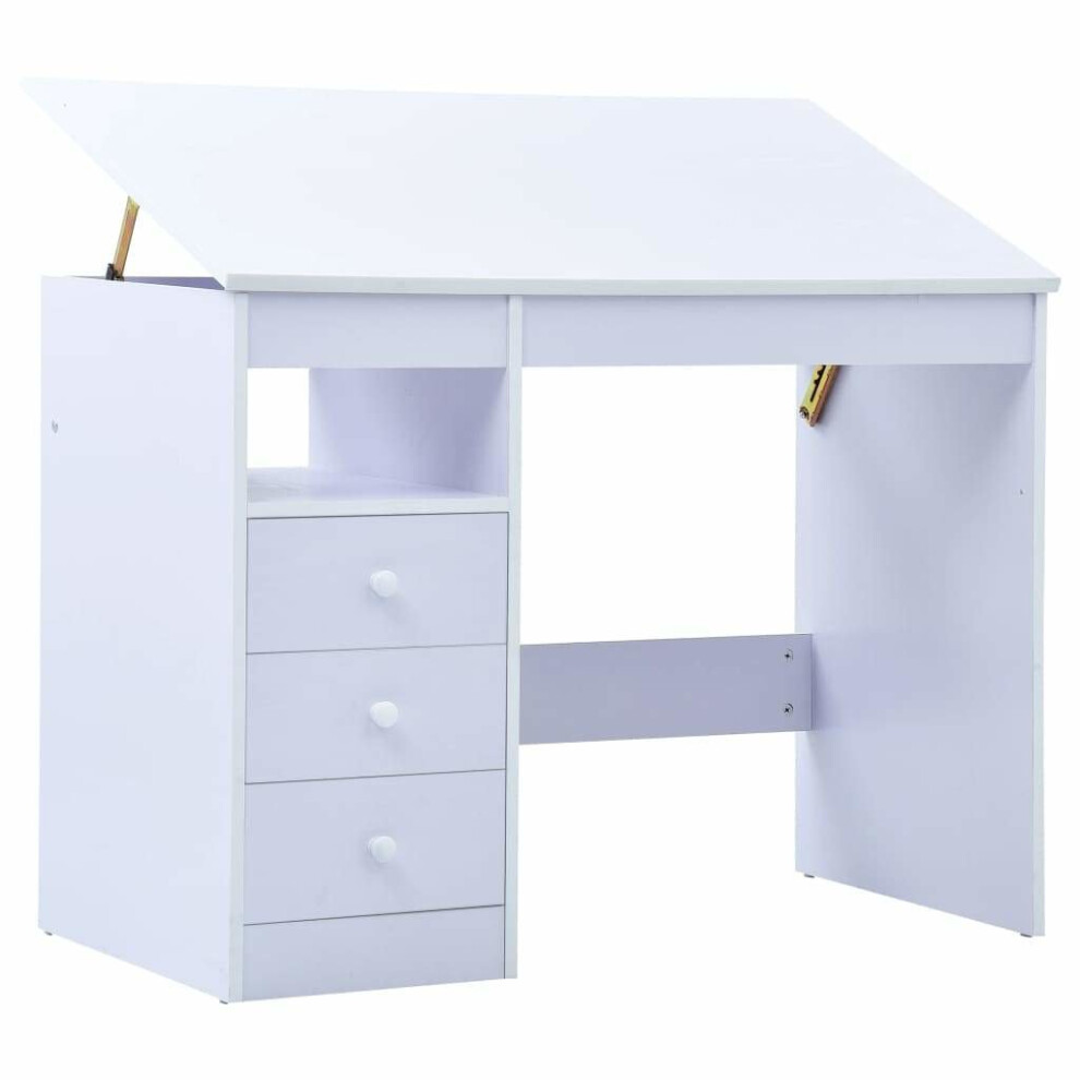 vidaXL Children Drawing Study Desk Tiltable White Kid Workspace Writing Table