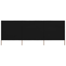 3-panel Wind Screen Fabric 400x120 cm Black