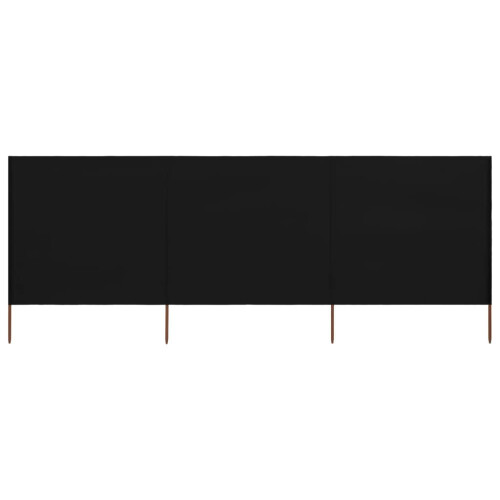 3-panel Wind Screen Fabric 400x120 cm Black