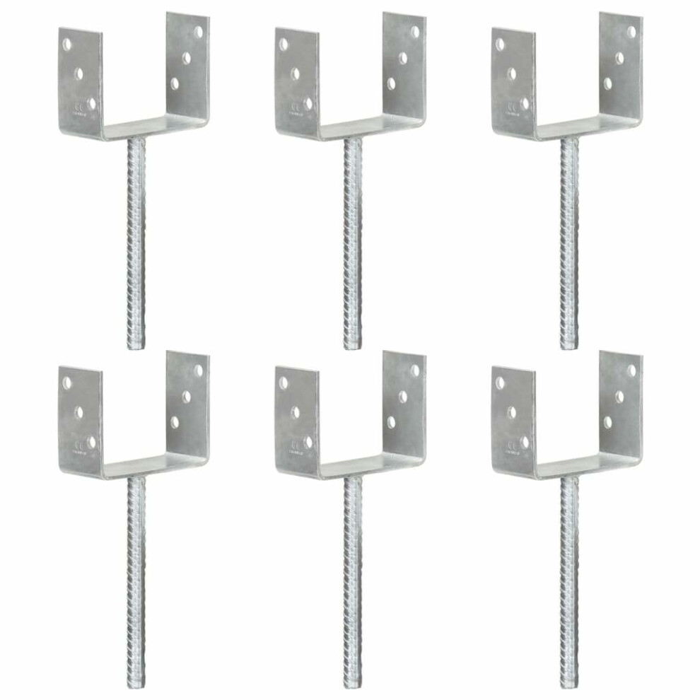Vidaxl 6X Fence Anchors Silver 12X6x30 Cm Galvanised Steel Ground Anchor Post 8719883808314