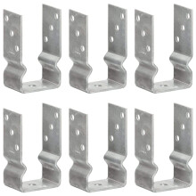 vidaXL 6x Fence Anchors Silver 8x6x15 cm Galvanised Steel Ground Anchor Post