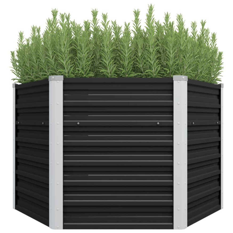 vidaXL Garden Raised Bed Anthracite 129x129x77cm Galvanised Steel Planter Pot