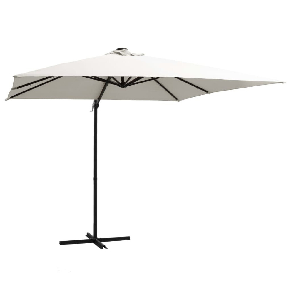 vidaXL Cantilever Umbrella with LED lights and Steel Pole Sand Patio Parasol