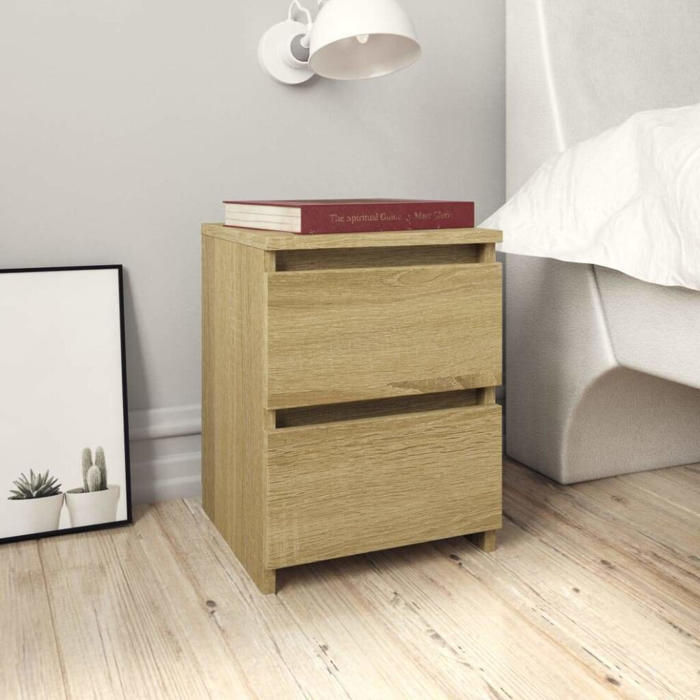 vidaXL Bedside Cabinet Engineered Wood Sonoma Oak Bed Drawer Cabinet Table