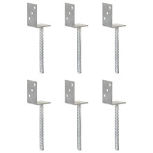 vidaXL 6x Fence Anchors Silver 8x6x30 cm Galvanised Steel Ground Anchor Post