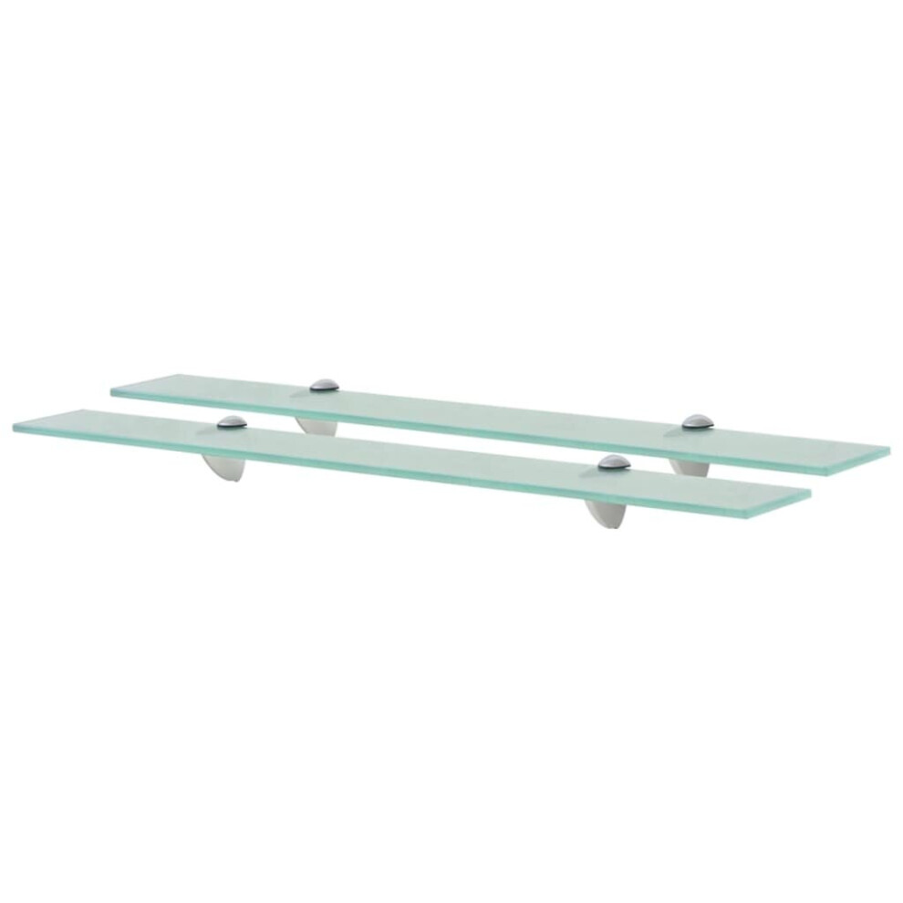 Vidaxl 2X Floating Shelves Glass 70X10cm 8Mm Wall Mounted Shelf Display Stand